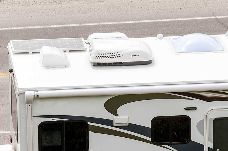  Motorhome roof with air conditioning unit seen while preforming rv inspection services